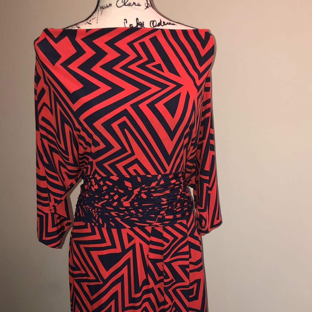 Plus Size Orange and Navy Blue Bodycon Dress